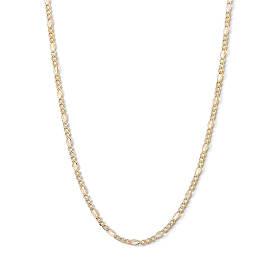 10K Solid Gold Hammered Figaro Chain Made in Italy