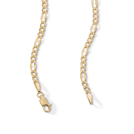 10K Solid Gold Hammered Figaro Chain Made in Italy
