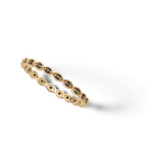 10K Gold Black CZ Round Stone Ring - Size 7