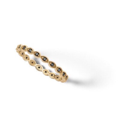 10K Gold Black CZ Round Stone Ring - Size 7