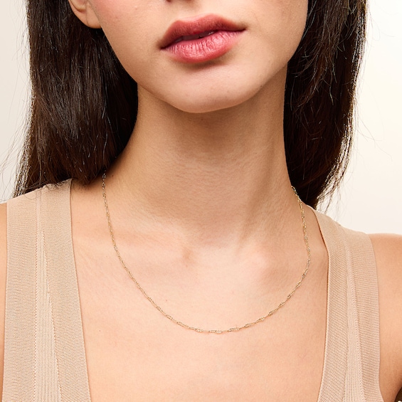 10K Solid Gold Diamond-Cut Valentino Chain Made in Italy - 18"