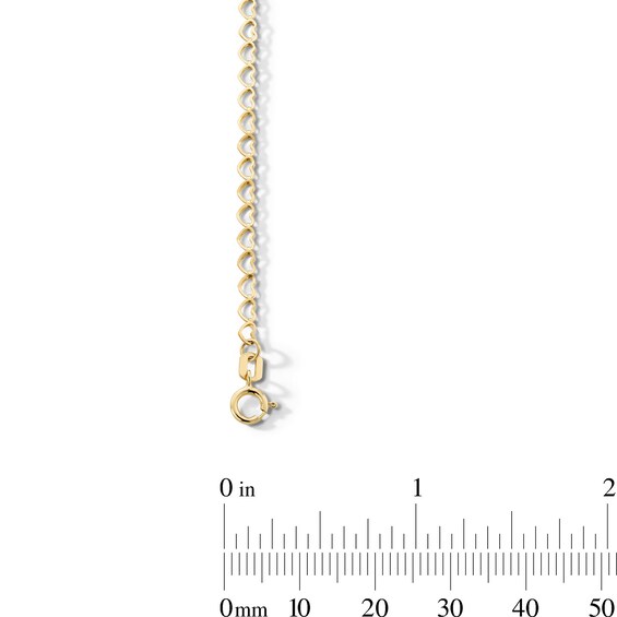 10K Solid Open Heart Link Chain Bracelet - 7.5"