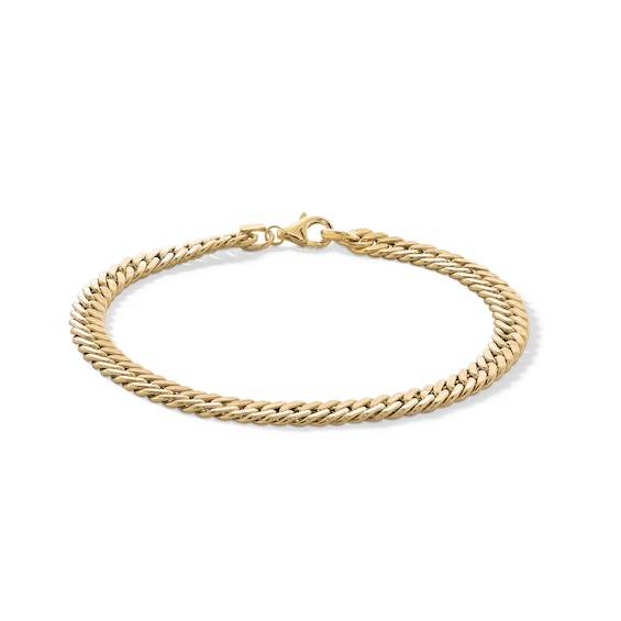 10K Hollow Gold Tight Curb Chain Bracelet Made in Italy