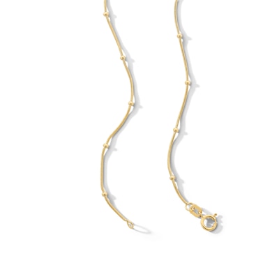 10K Solid Gold Saturn Snake Chain Necklace - 18"