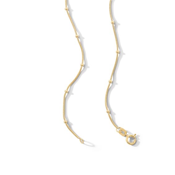 10K Solid Gold Saturn Snake Chain Necklace - 18"