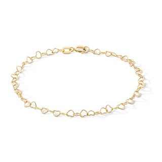 Child's 10K Solid Gold Love Link Chain Bracelet - 6"