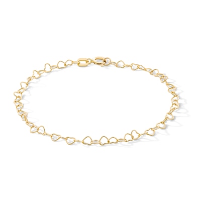 Child's 10K Solid Gold Love Link Chain Bracelet - 6"