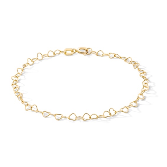 Child's 10K Solid Gold Love Link Chain Bracelet - 6"