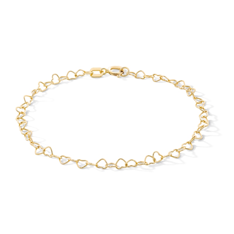 Child's 10K Solid Gold Love Link Chain Bracelet - 6"