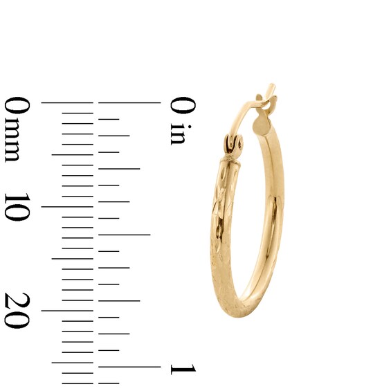 10K Hollow Gold Diamond-Cut Detail Hoops