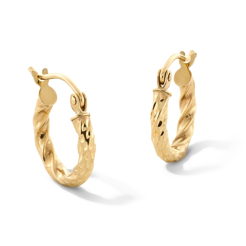 Main Image 1 of 10K Hollow Gold Twisted Hoops