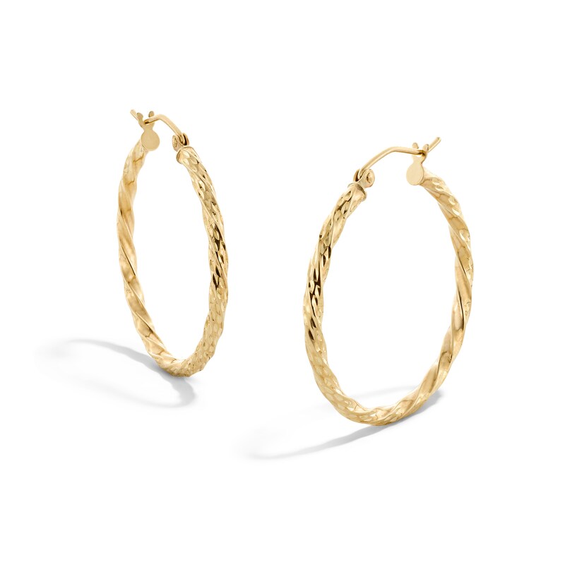 Main Image 1 of 10K Hollow Gold Twisted Hoops