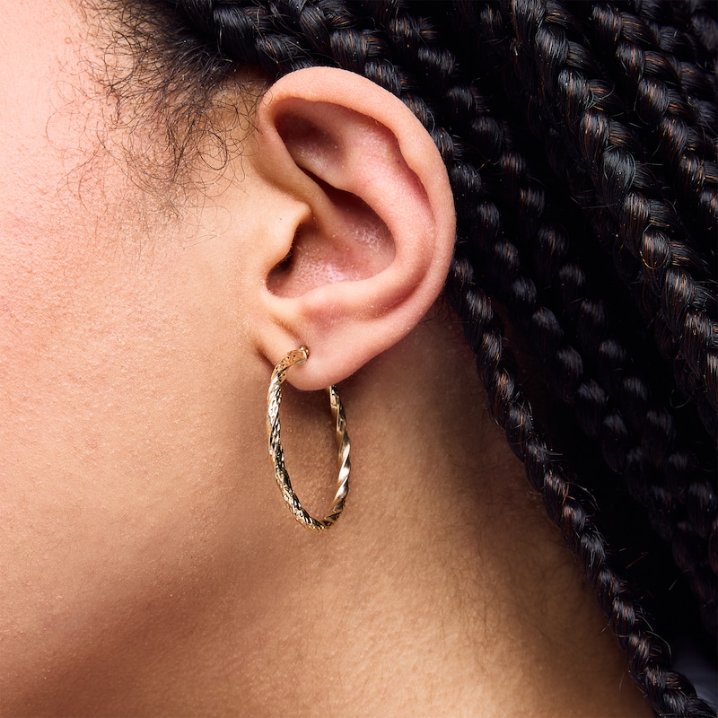Main Image 2 of 10K Hollow Gold Twisted Hoops