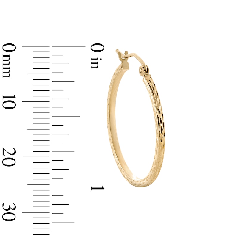 Main Image 3 of 10K Hollow Gold Diamond-Cut Square Textured Hoops