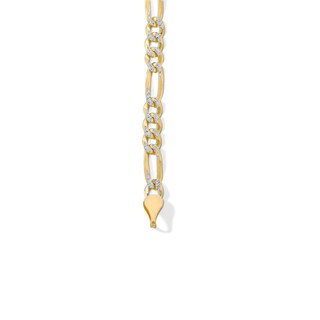 10K Solid Gold Diamond-Cut Figaro Chain Bracelet Made in Italy - 8.5"