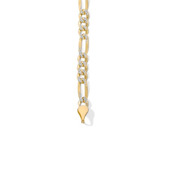 10K Solid Gold Diamond-Cut Figaro Chain Bracelet Made in Italy - 8.5"