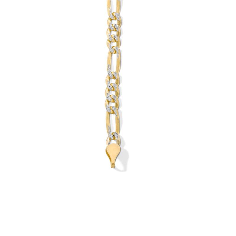 Main Image 3 of 10K Solid Gold Diamond-Cut Figaro Chain Bracelet Made in Italy - 8.5"