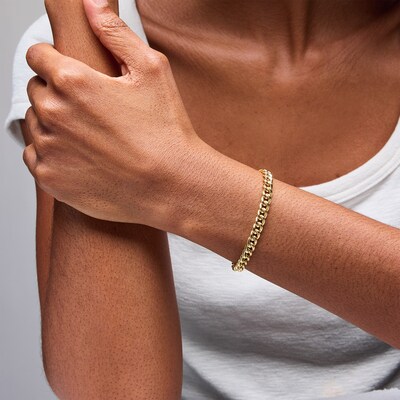 10K Hollow Gold Puffy Cable Chain Bracelet Made in Italy - 8.5"