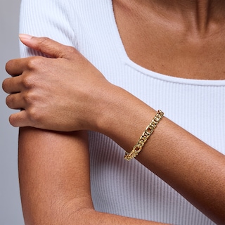 10K Hollow Gold Bonded Figaro Chain Bracelet Made in Italy - 8.5"