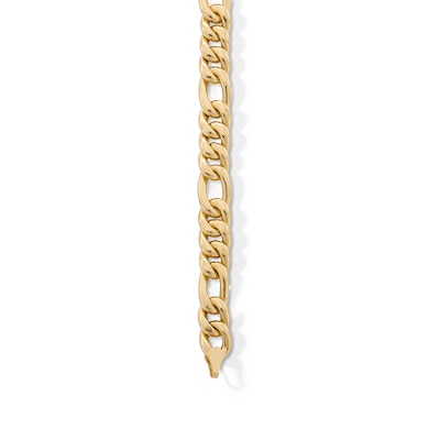 10K Hollow Gold Bonded Figaro Chain Bracelet Made in Italy - 8.5"
