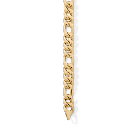 10K Hollow Gold Bonded Figaro Chain Bracelet Made in Italy - 8.5"