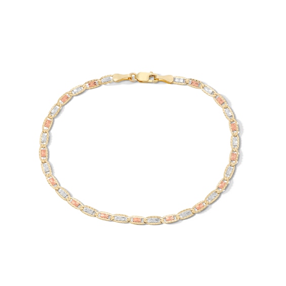 ​​​​​​​10K Solid Gold Valentino Chain Bracelet Made in Italy - 7.5"