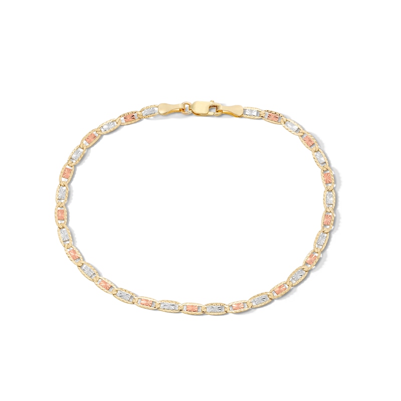 10K Solid Gold Valentino Chain Bracelet Made in Italy - 7.5"