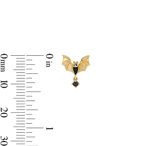​​​​​​​10K Gold Black CZ and Enamel Bat Studs