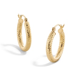 10K Hollow Gold Diamond-Cut Hoops