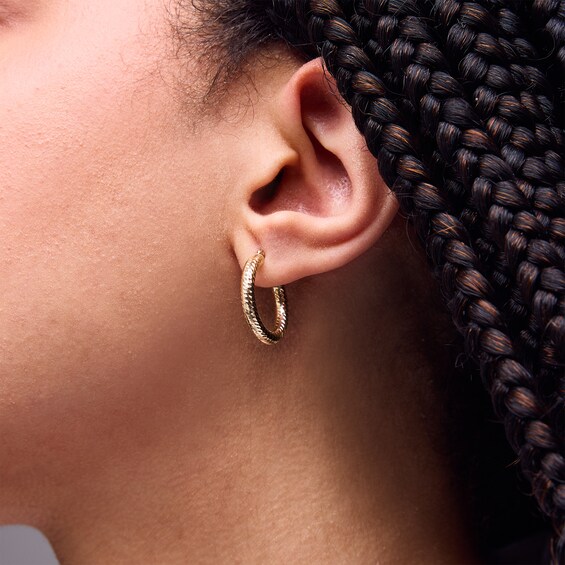 10K Hollow Gold Diamond-Cut Hoops