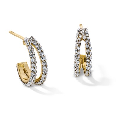 10K Gold Crystal Split Hoops