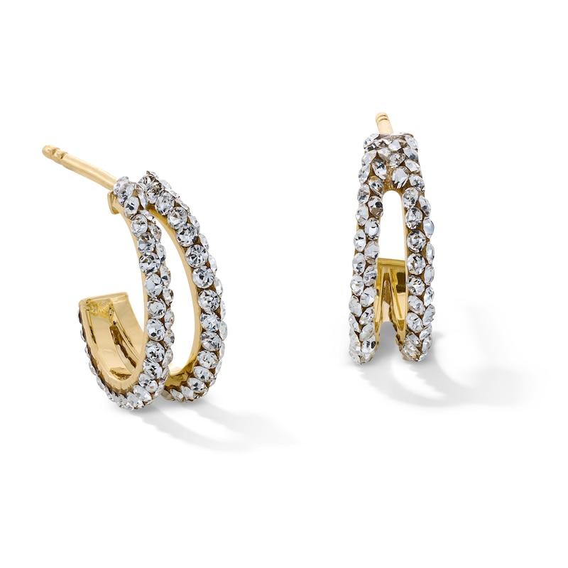 10K Gold Crystal Split Hoops