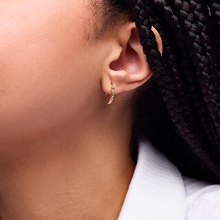 10K Hollow Gold Diamond-Cut Square Hoops