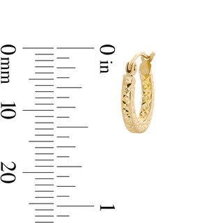 10K Hollow Gold Diamond-Cut Square Hoops