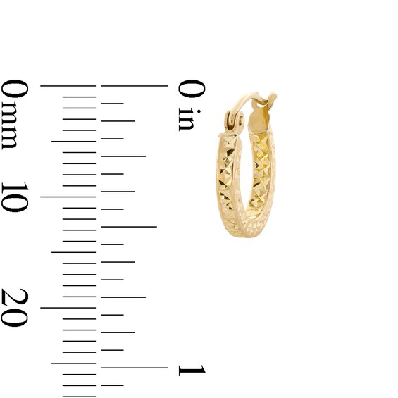 10K Hollow Gold Diamond-Cut Square Hoops