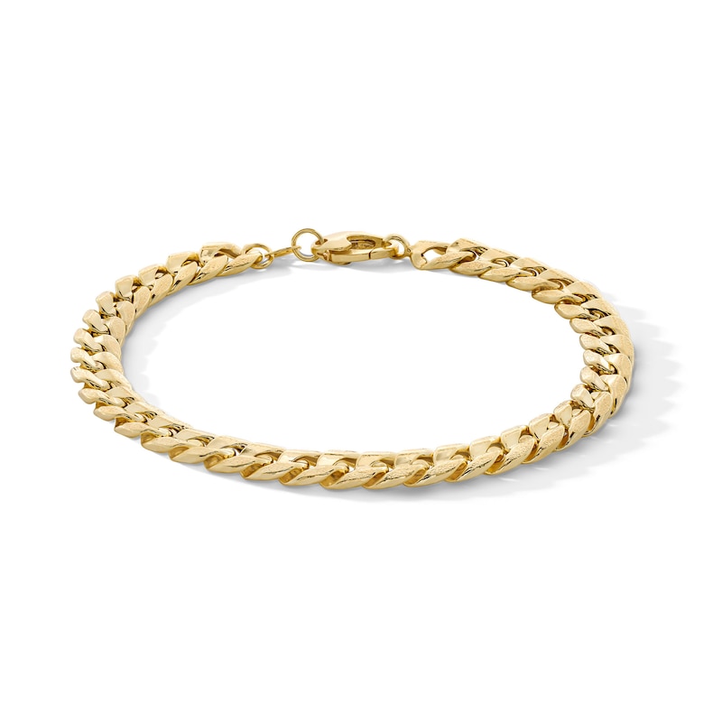 10K Hollow Gold Diamond-Cut Cuban Chain Bracelet Made in Italy - 7.5"