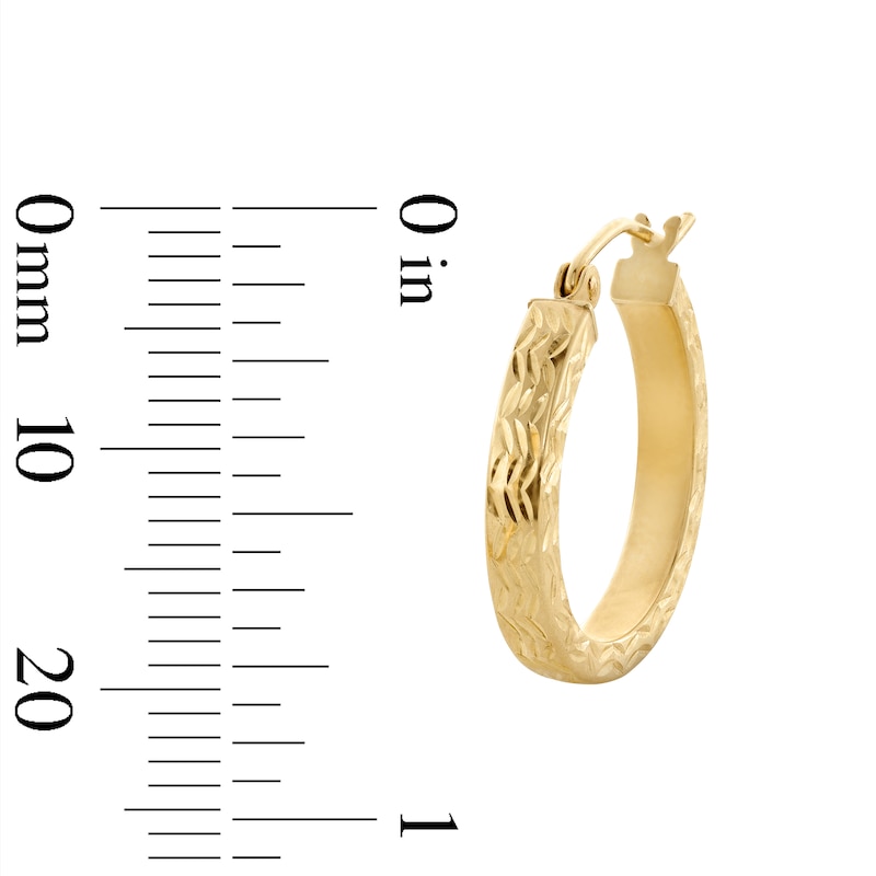 Main Image 3 of 10K Hollow Gold Diamond-Cut Chevron Hoops