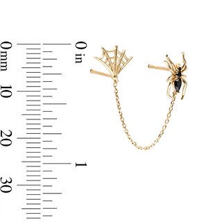 10K Gold Black CZ Spider Web Chain Stud