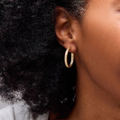 10K Hollow Gold Diamond-Cut Inside-Out Hoops