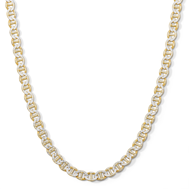 10K Solid Gold Diamond-Cut Mariner Chain Made in Italy