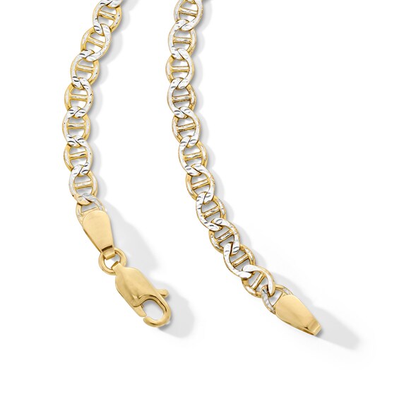 10K Solid Gold Diamond-Cut Mariner Chain Made in Italy
