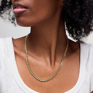 10K Hollow Gold Flat Cuban Chain Made in Italy - 20"