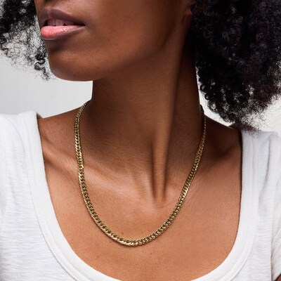 10K Hollow Gold Flat Cuban Chain Made in Italy - 20"