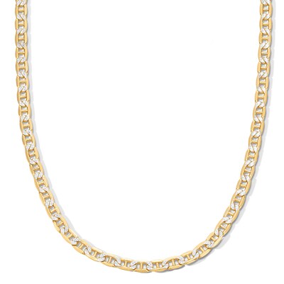 10K Semi-Solid Gold Diamond-Cut Mariner Chain Made in Italy - 24"