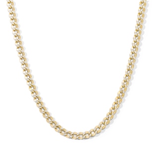 10K Hollow Gold Diamond-Cut Curb Chain Made in Italy - 22"