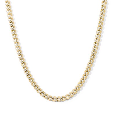 10K Hollow Gold Diamond-Cut Curb Chain Made in Italy - 22"