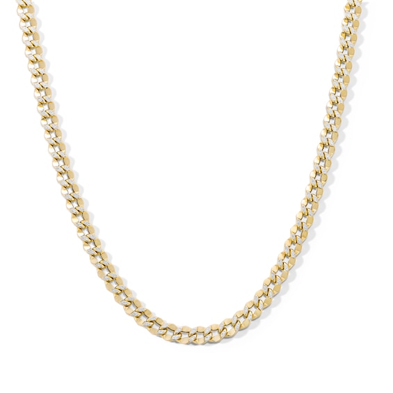 10K Hollow Gold Diamond-Cut Curb Chain Made in Italy - 22"