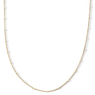 ​​​​​​​10K Solid Gold Station Cable Chain Made in Italy - 18"