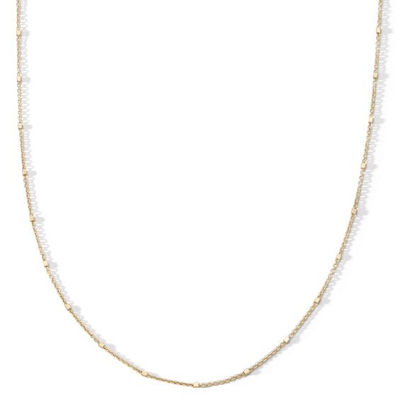 ​​​​​​​10K Solid Gold Station Cable Chain Made in Italy - 18"