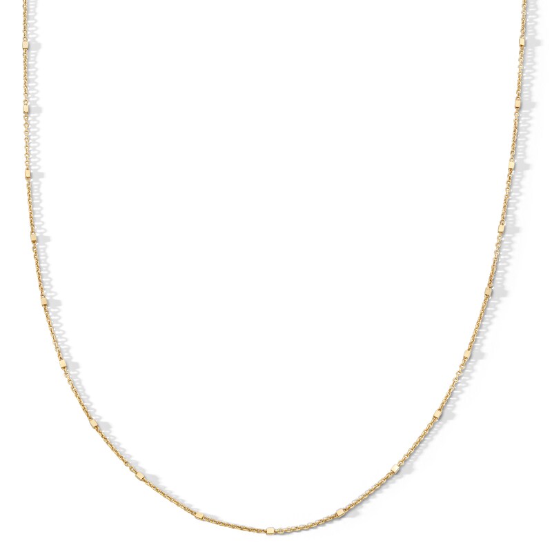 10K Solid Gold Station Cable Chain Made in Italy - 18"